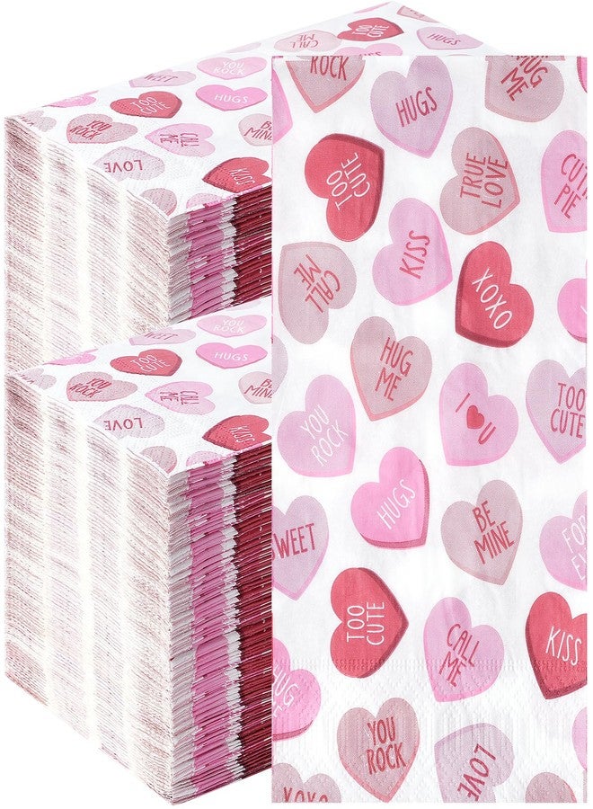 Pascliyna 200Pcs Valentine’s Day Paper Napkins, Pink Disposable Love Heart Napkins, Valentines Decorative Paper Guest Towels for Valentines Day Wedding Engagement Anniversary Home Bathroom Party Supplies - Image 1